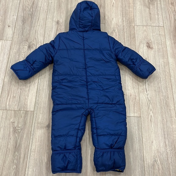 Navy Blue Hooded Snowsuit with Yellow Lining - Picture 2 of 9